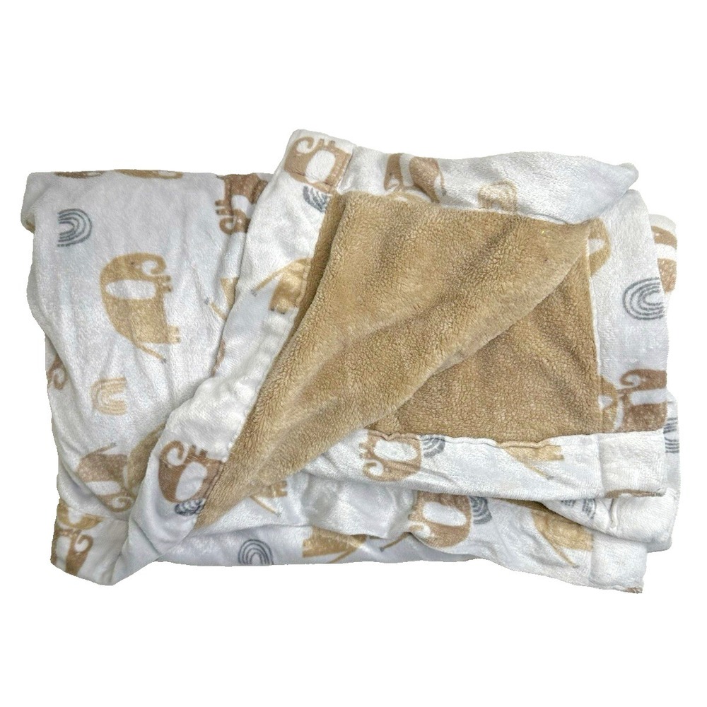 Betty & Bob Baby Blanket Elephants Brown White Rainbow Neutral Colors